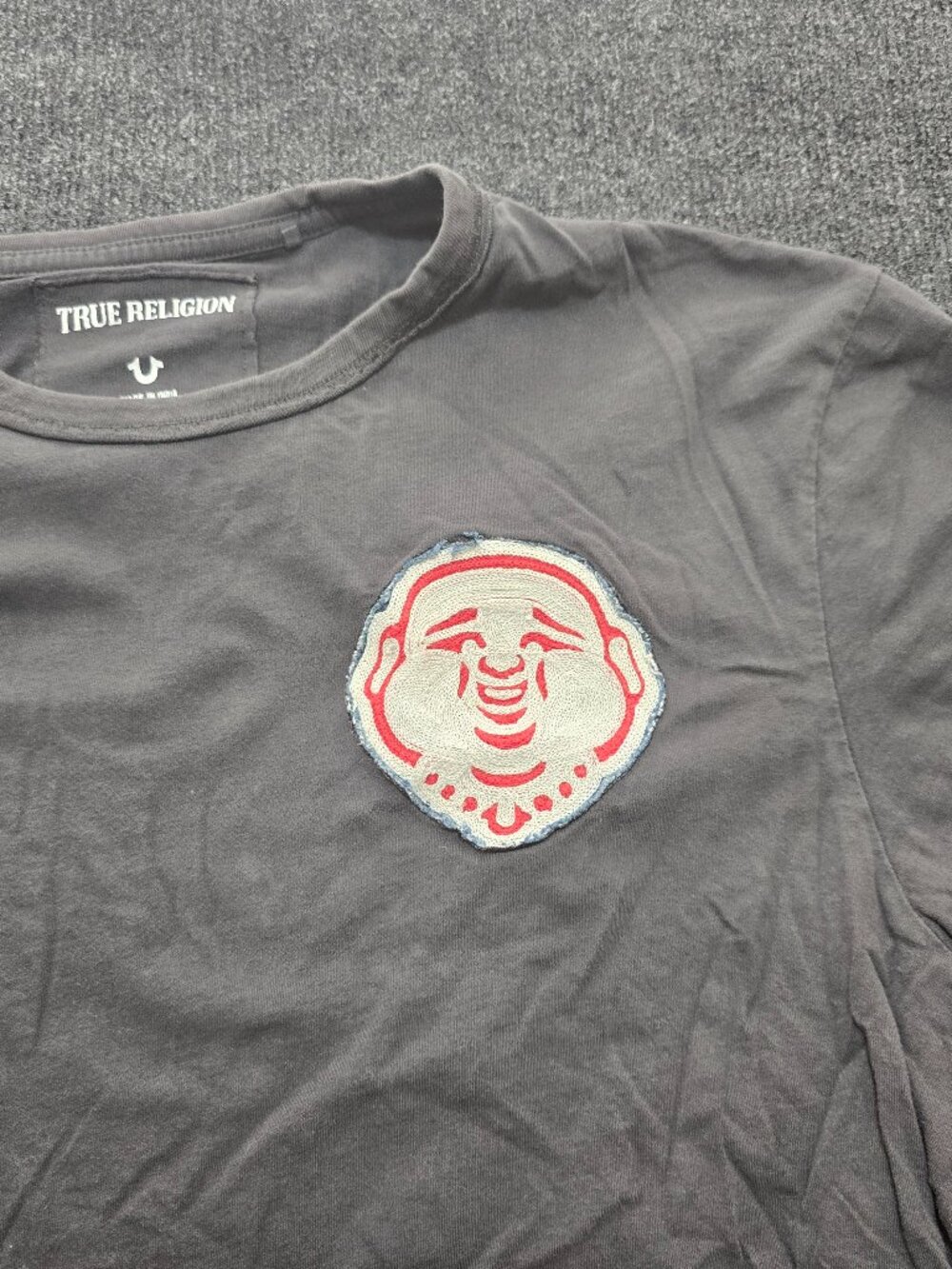 True Religion Buddha Graphic T-Shirt Gray Short Sleeve Men’s Size XXL